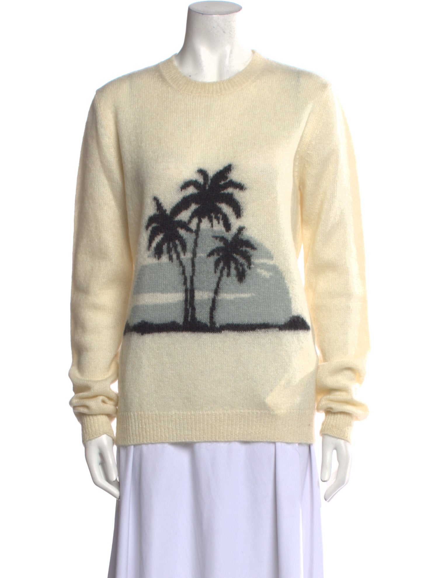 Saint Laurent Mohair Graphic Print Sweater