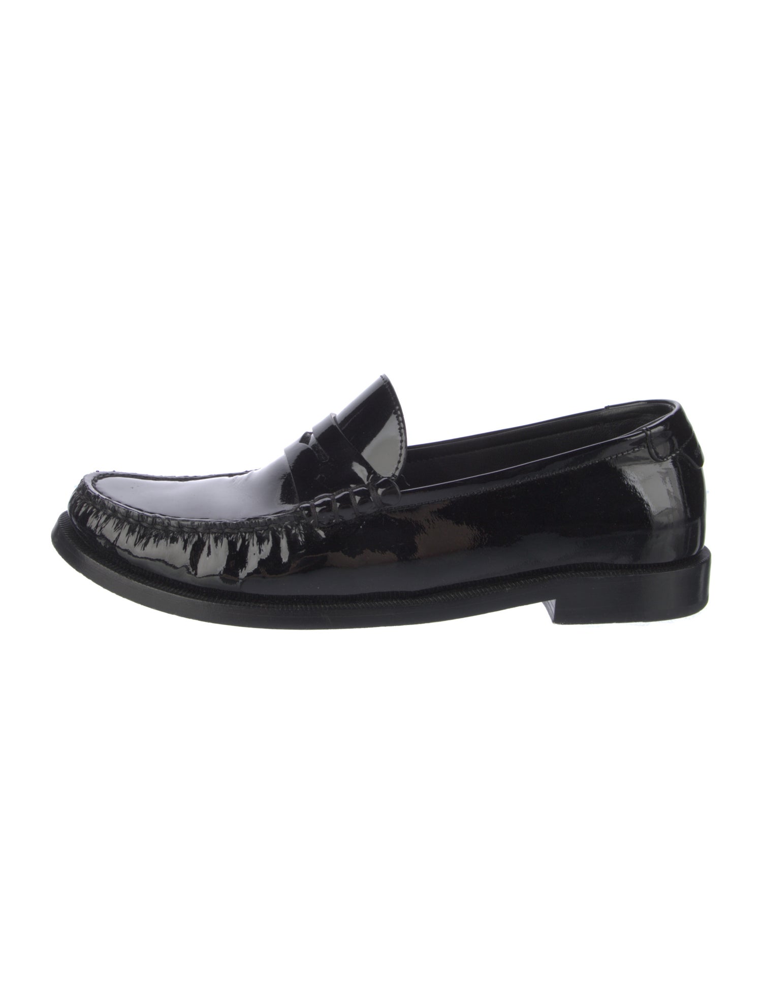 Saint Laurent Patent Leather Leather Trim Embellishment Loafers