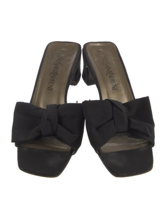 Saint Laurent Canvas Bow Accents Slides