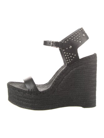 Saint Laurent Leather Studded Accents Espadrilles