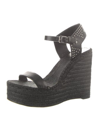 Saint Laurent Leather Studded Accents Espadrilles