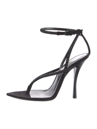 Saint Laurent Suede Crystal Embellishments Sandals
