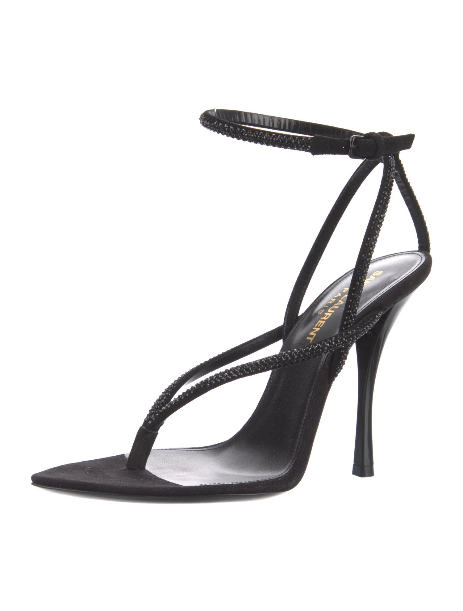 Saint Laurent Suede Crystal Embellishments Sandals