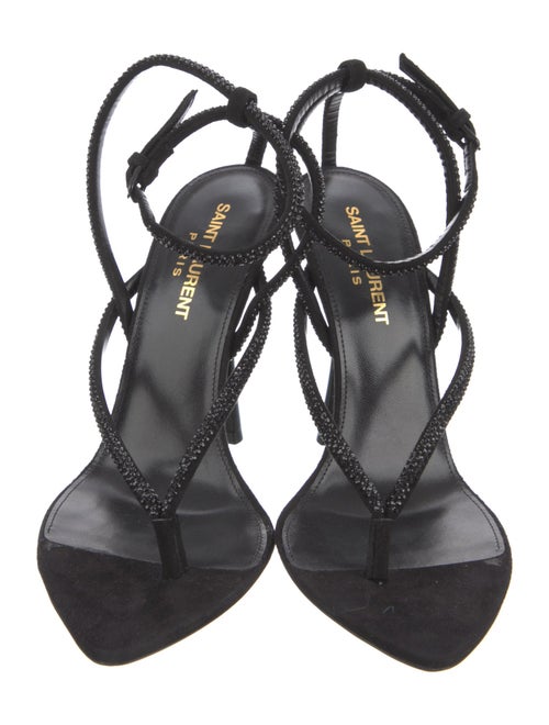 Saint Laurent Suede Crystal Embellishments Sandals