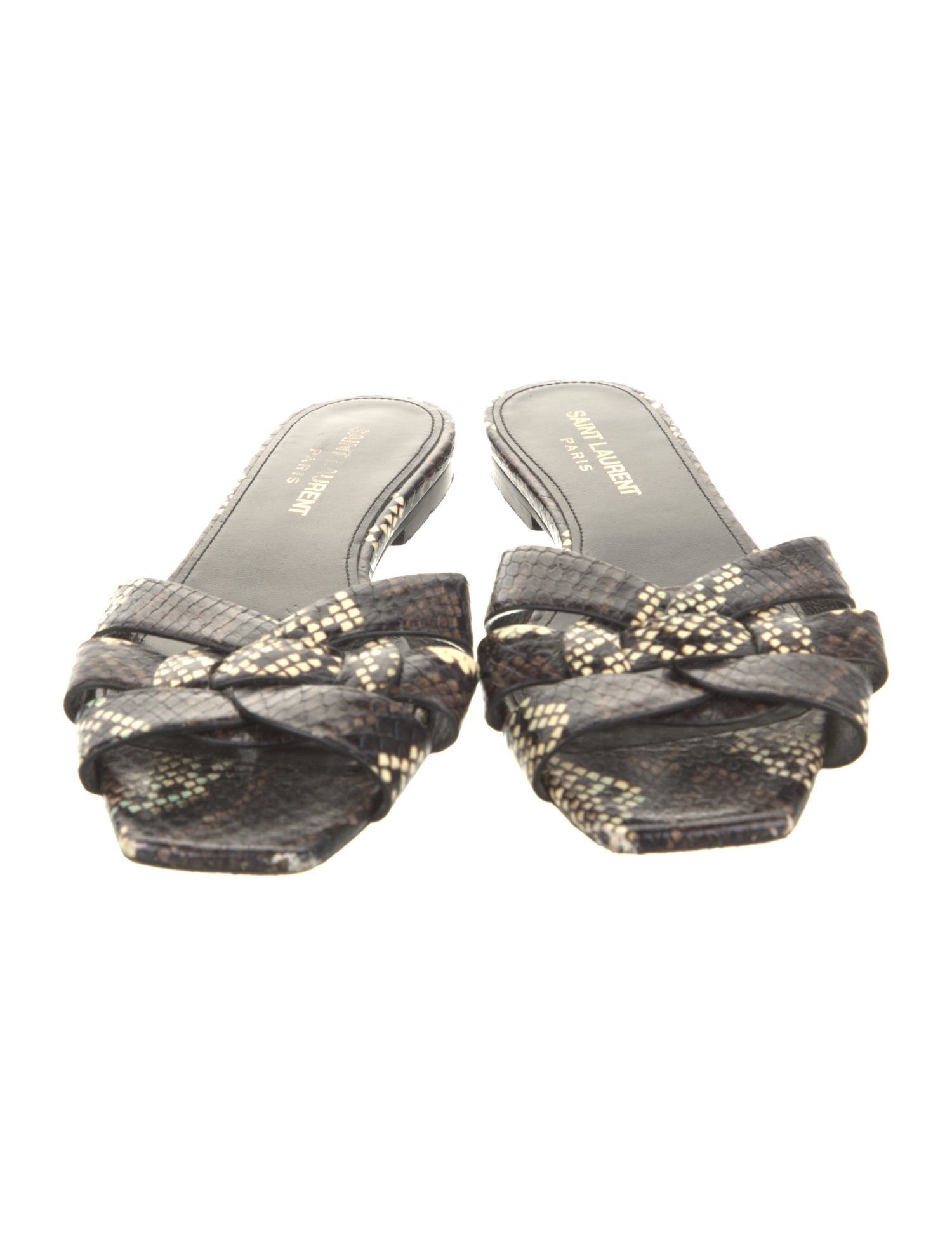 Saint Laurent Leather Animal Print Slides