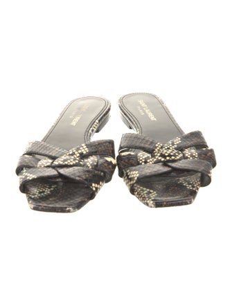 Saint Laurent Leather Animal Print Slides