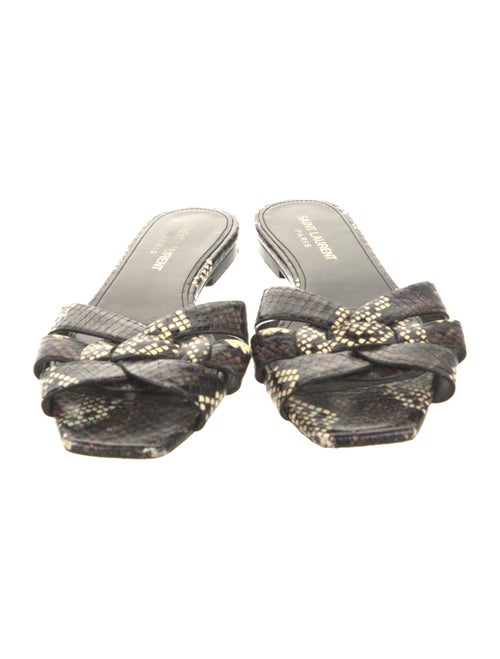 Saint Laurent Leather Animal Print Slides