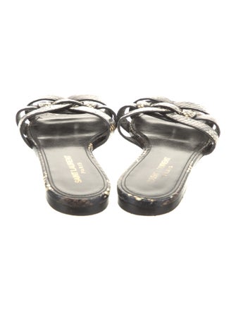 Saint Laurent Leather Animal Print Slides