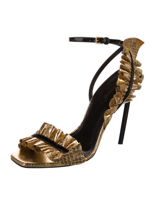 Saint Laurent Leather Animal Print Sandals