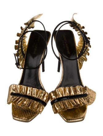 Saint Laurent Leather Animal Print Sandals