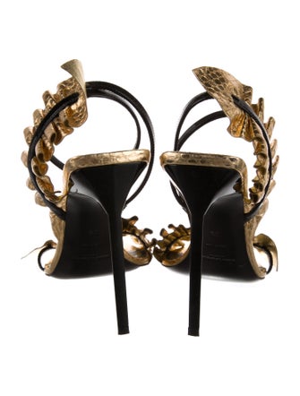 Saint Laurent Leather Animal Print Sandals
