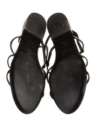 Saint Laurent Signature Logo Patent Leather Slingback Sandals