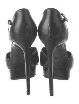 Saint Laurent Leather Studded Accents T-Strap Pumps