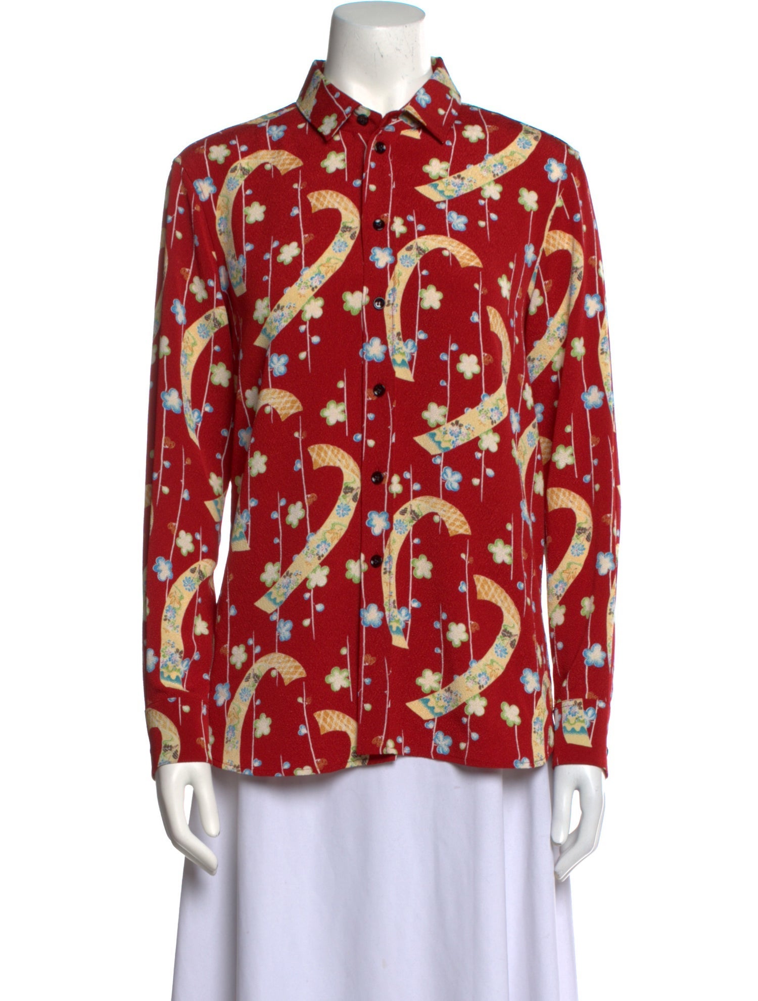 Saint Laurent 2015 Printed Button-Up Top