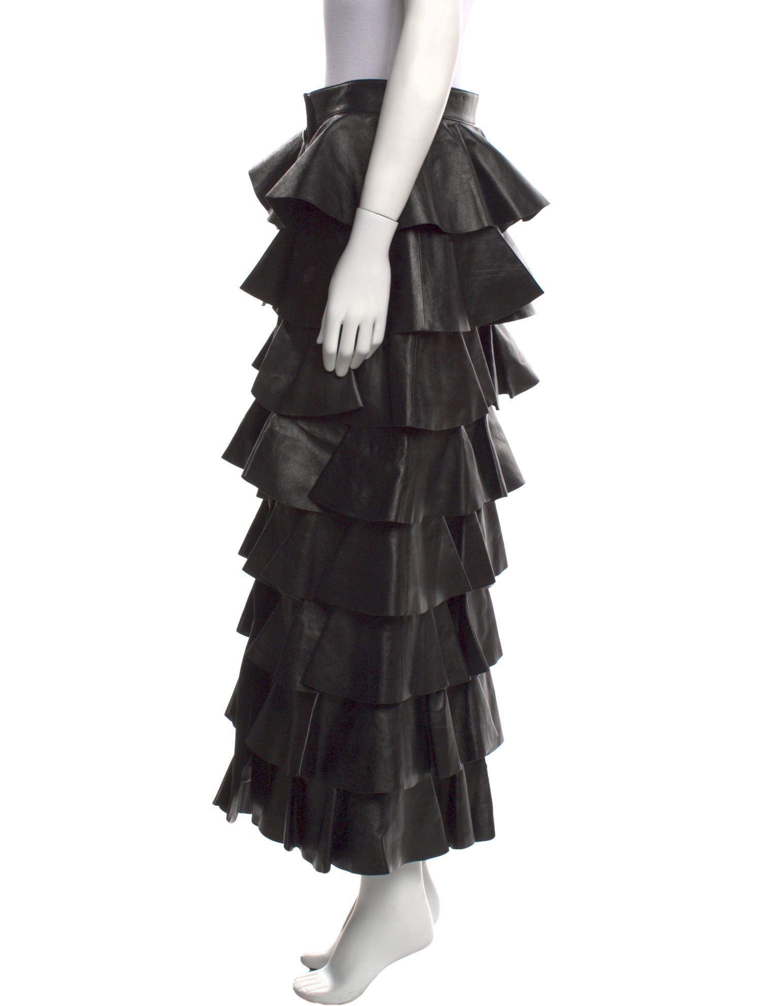 Saint Laurent Leather Midi Length Skirt