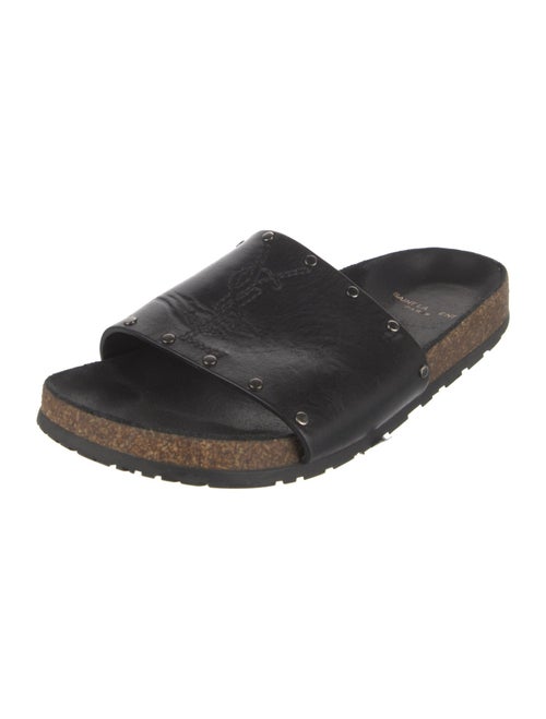 Saint Laurent Leather Studded Accents Slides