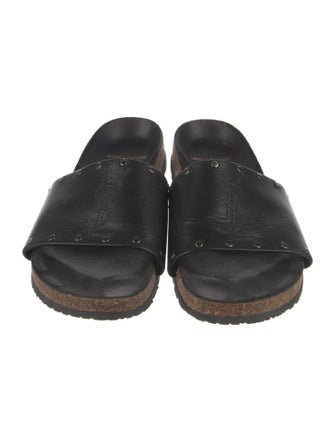 Saint Laurent Leather Studded Accents Slides