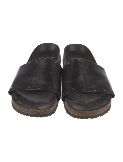 Saint Laurent Leather Studded Accents Slides