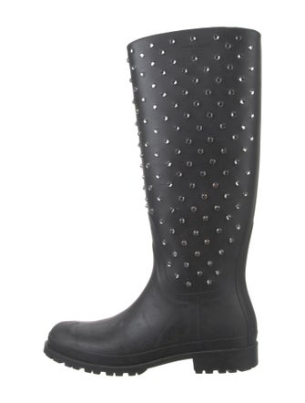 Saint Laurent Rubber Crystal Embellishments Rain Boots
