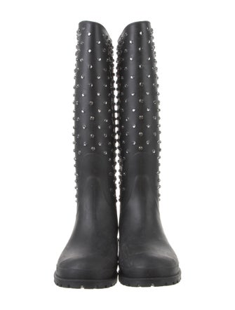 Saint Laurent Rubber Crystal Embellishments Rain Boots