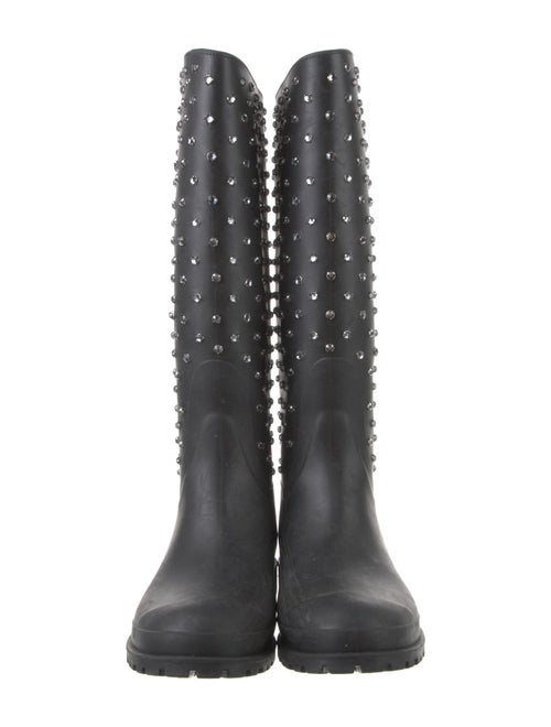 Saint Laurent Rubber Crystal Embellishments Rain Boots