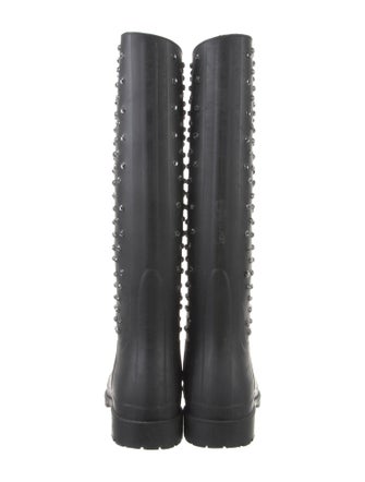 Saint Laurent Rubber Crystal Embellishments Rain Boots