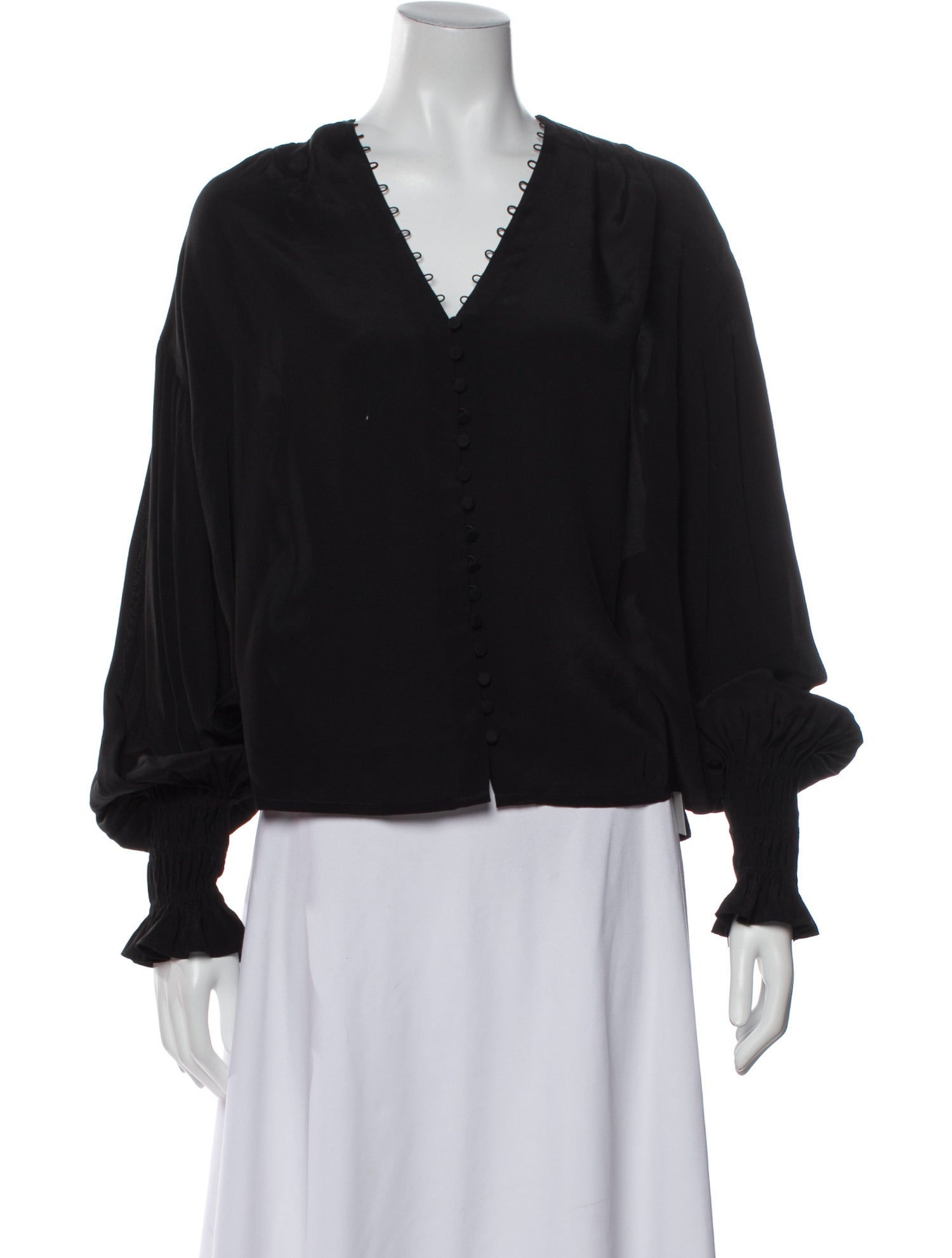 Saint Laurent Silk V-Neck Blouse