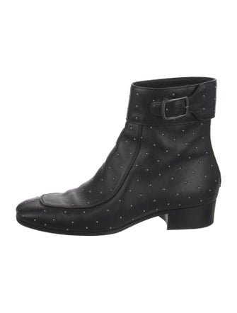 Saint Laurent Leather Polka Dot Print Boots