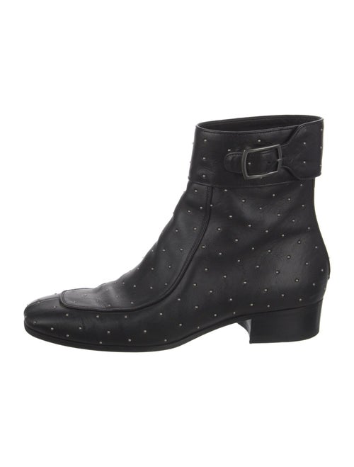 Saint Laurent Leather Polka Dot Print Boots
