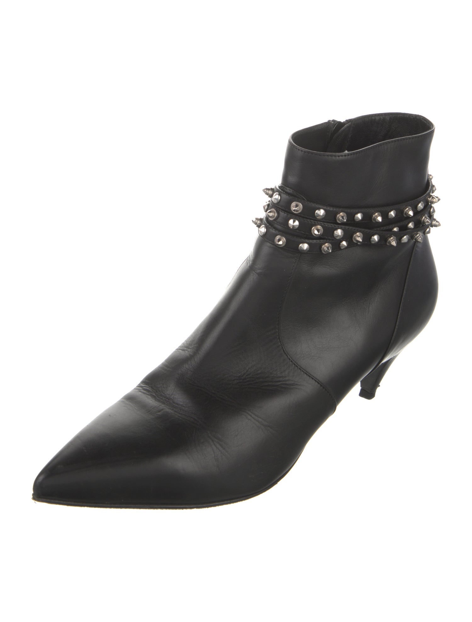 Saint Laurent Leather Studded Accents Boots