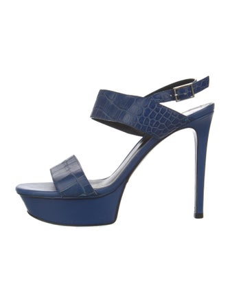 Saint Laurent Embossed Leather Slingback Sandals