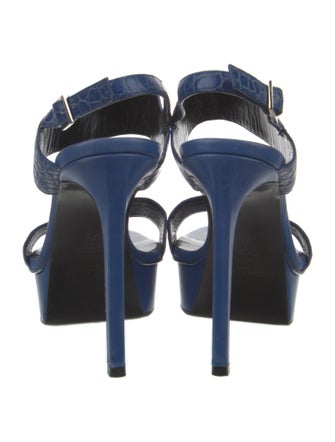 Saint Laurent Embossed Leather Slingback Sandals