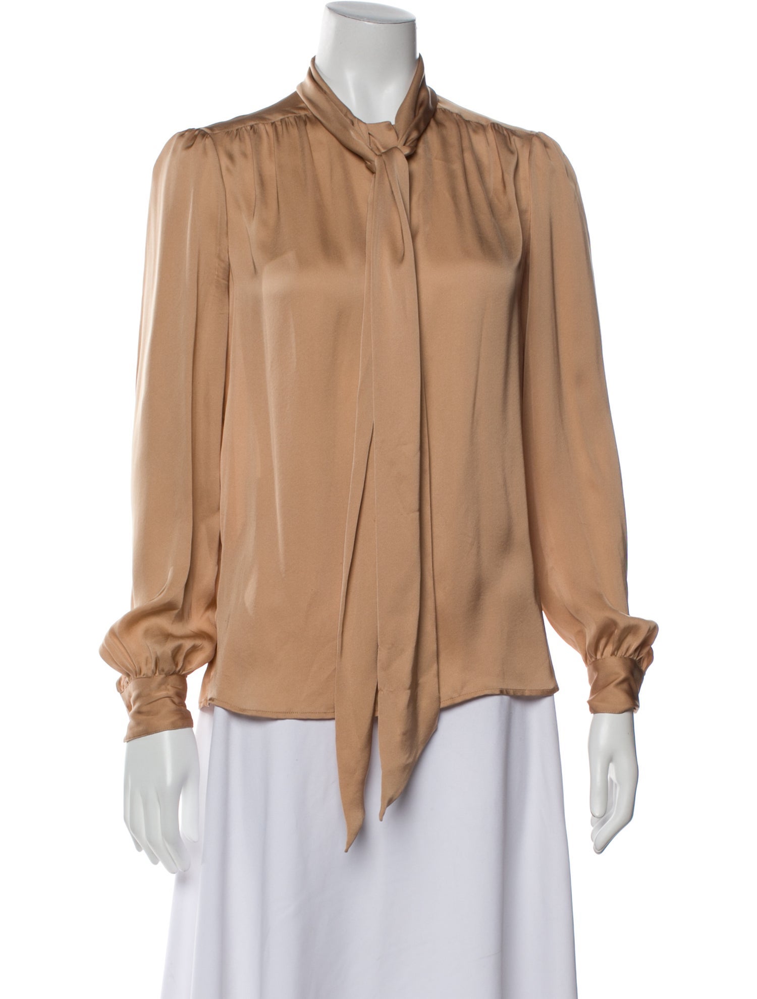 Saint Laurent Silk Mock Neck Blouse