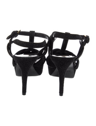 Saint Laurent Suede T-Strap Sandals