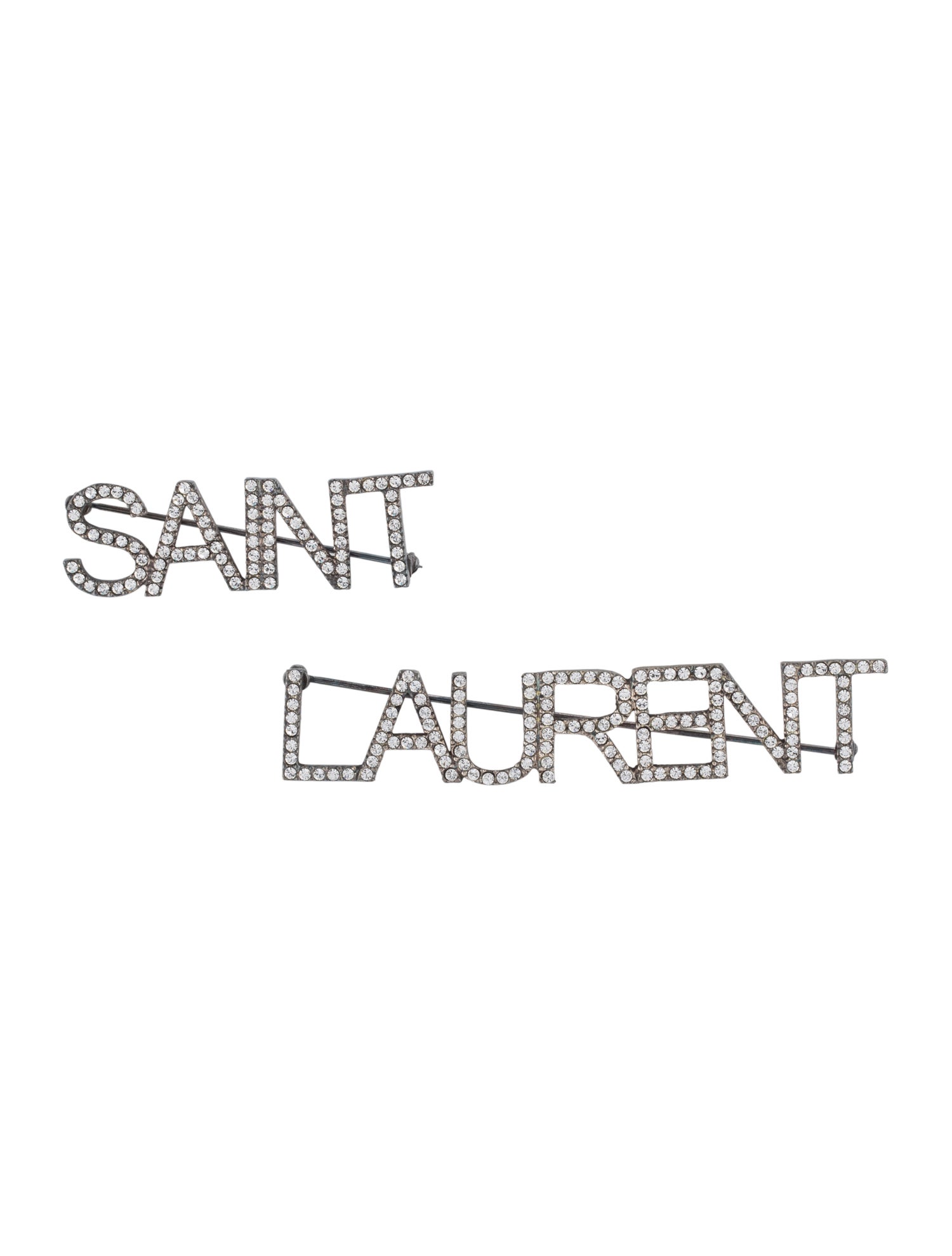 Saint Laurent Crystal Logo Brooch