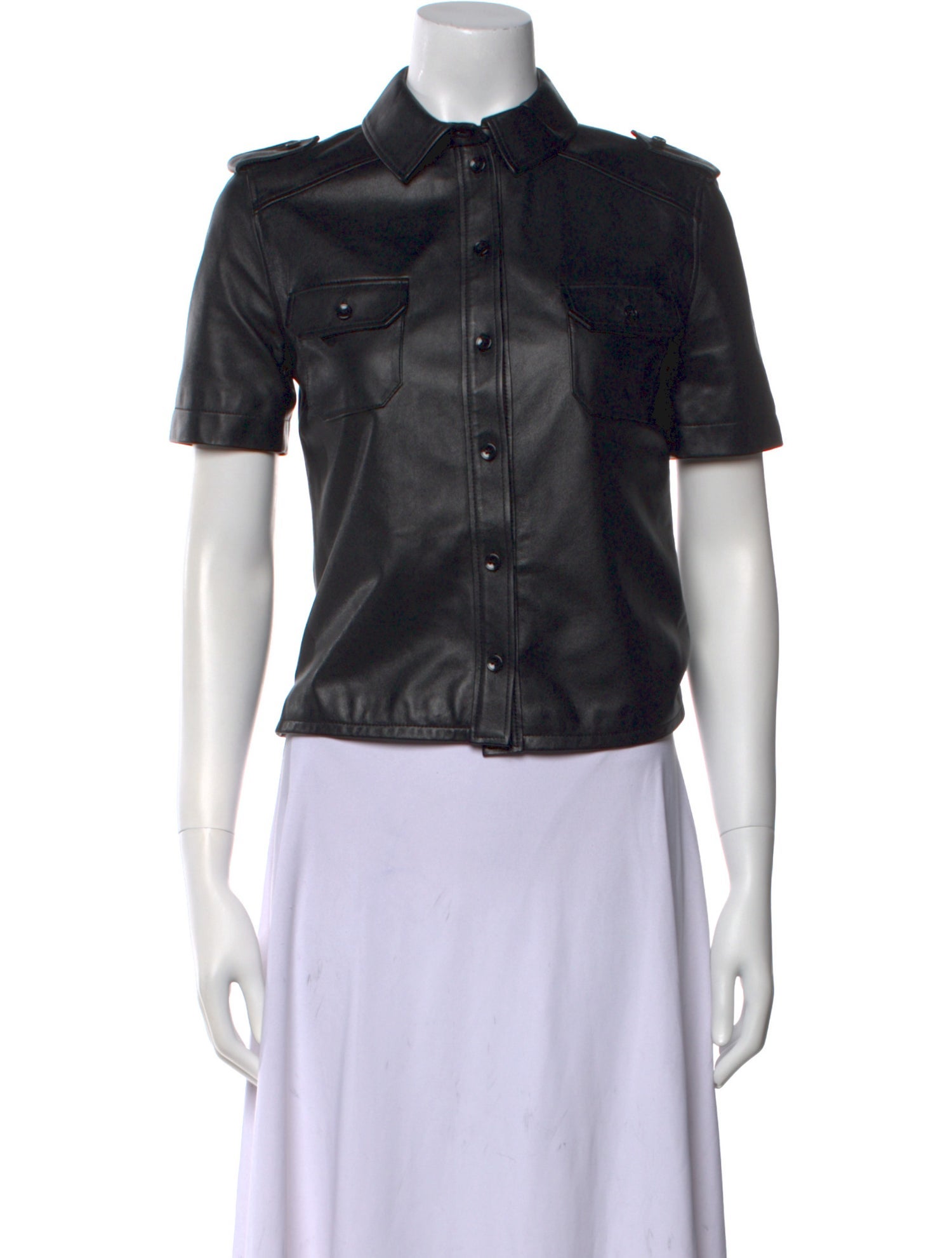 Saint Laurent 2022 Lambskin Button-Up Top