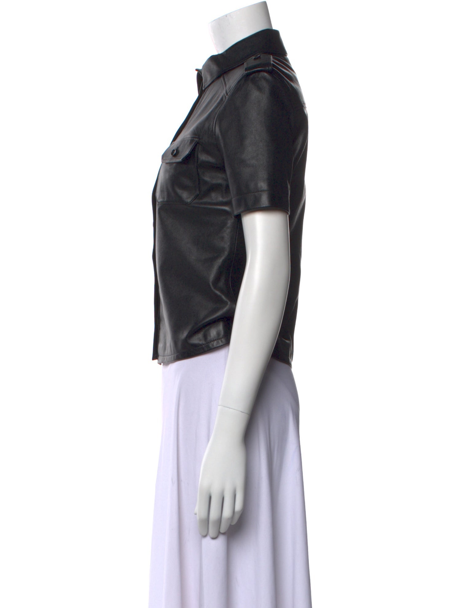 Saint Laurent 2022 Lambskin Button-Up Top