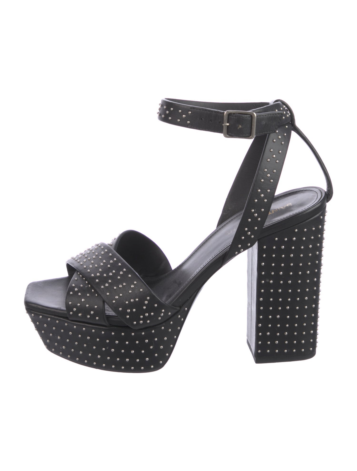 Saint Laurent Leather Studded Accents Sandals