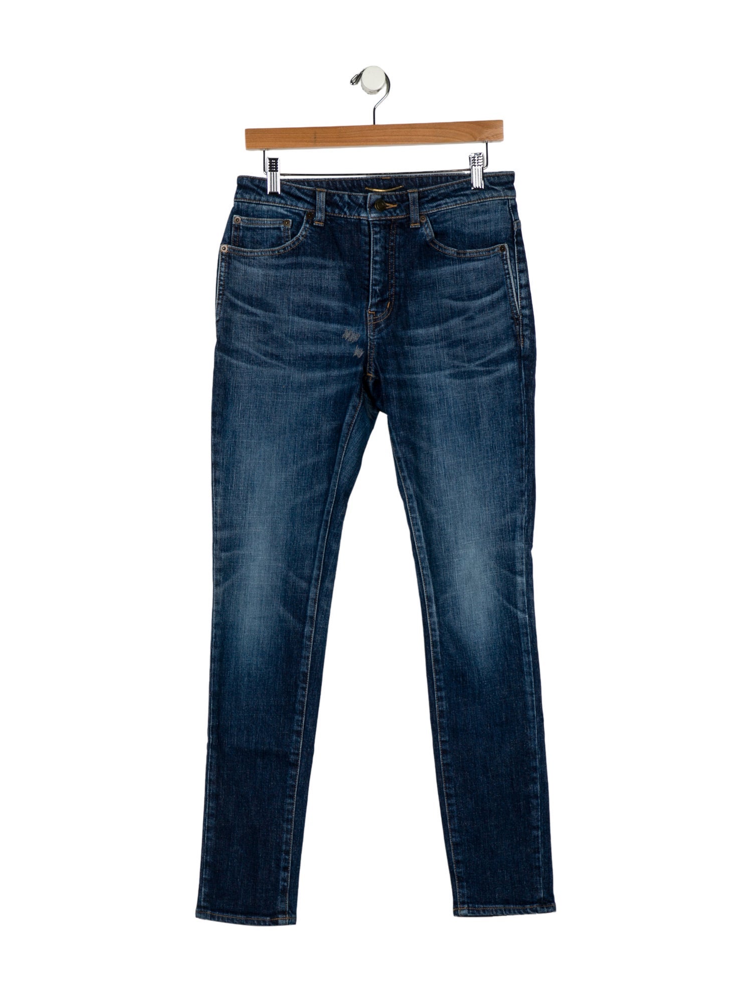 Saint Laurent Mid-Rise Straight Leg Jeans