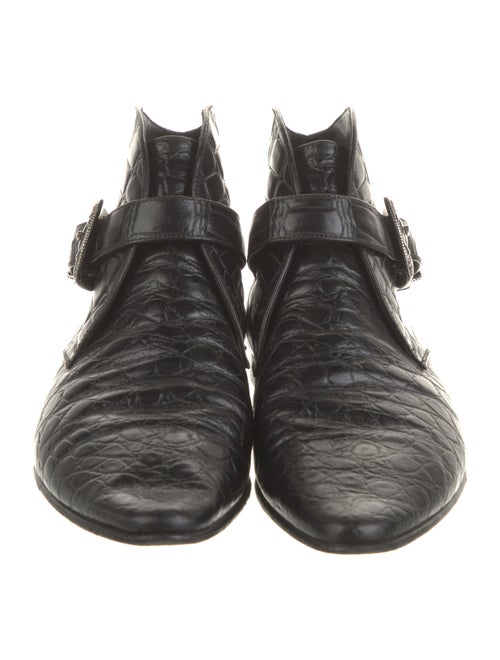 Saint Laurent Embossed Leather Western Boots