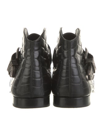 Saint Laurent Embossed Leather Western Boots