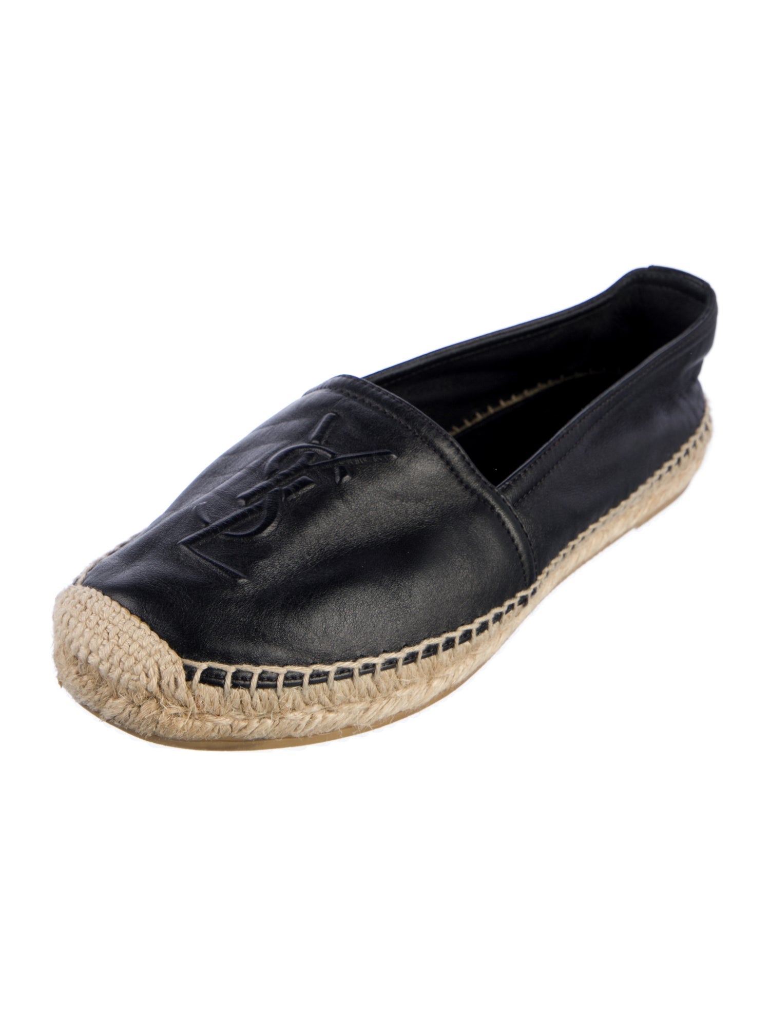 Saint Laurent Leather Whipstitch Trim Espadrilles