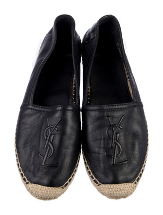 Saint Laurent Leather Whipstitch Trim Espadrilles