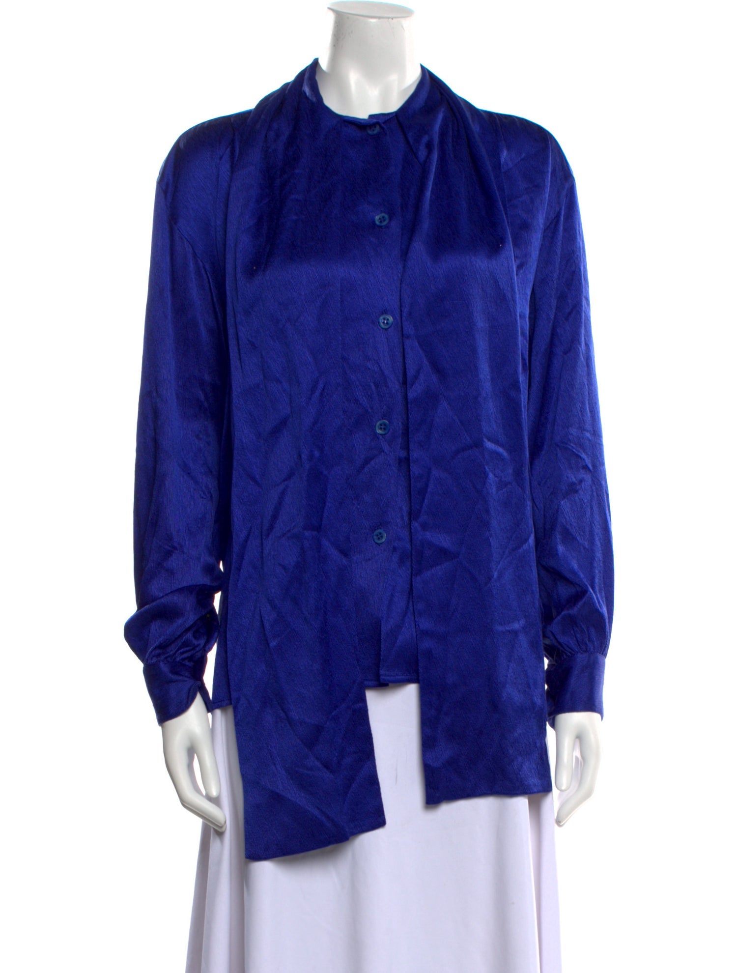 Yves Saint Laurent Rive Gauche Mock Neck Long Sleeve Top