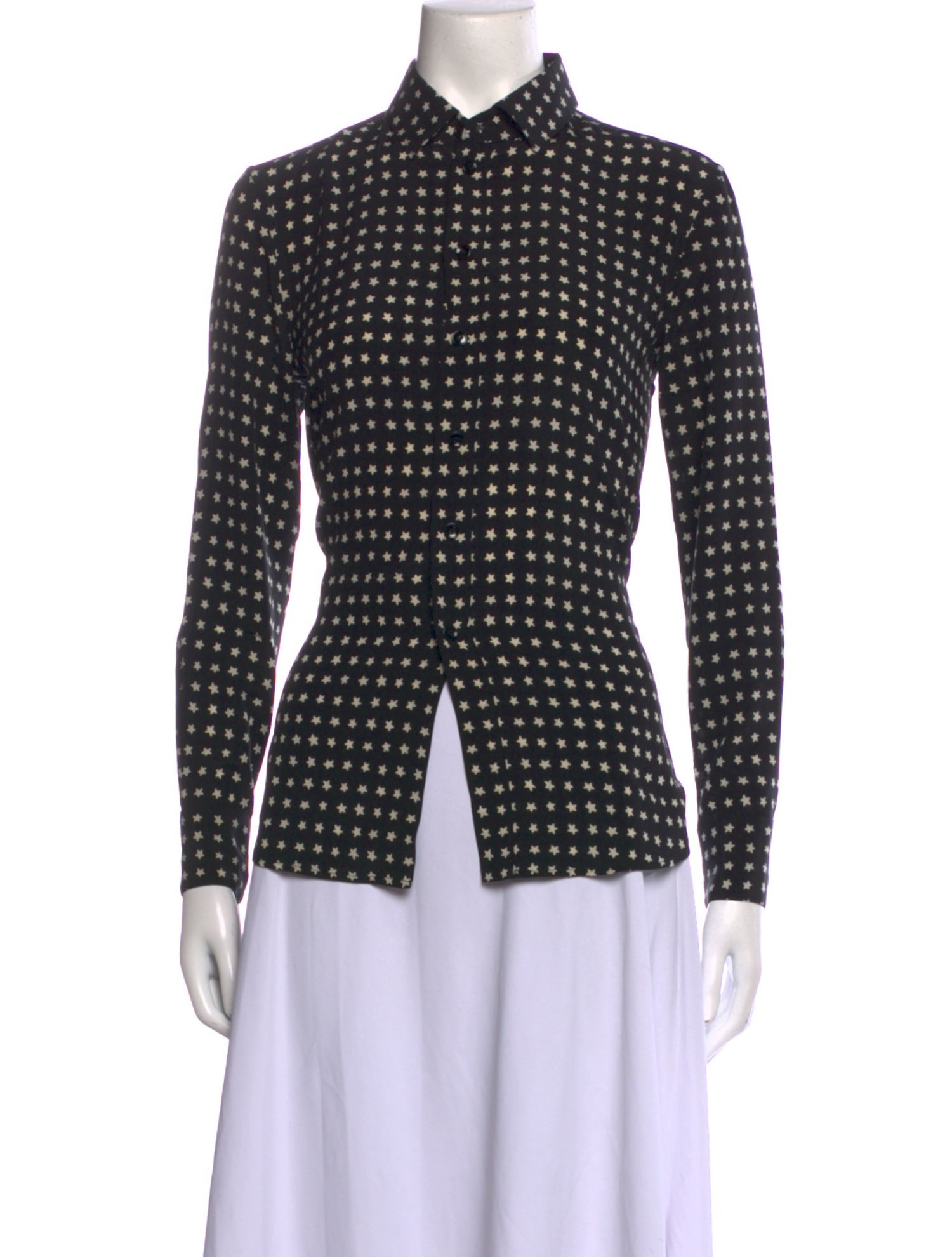 Saint Laurent Silk Printed Button-Up Top