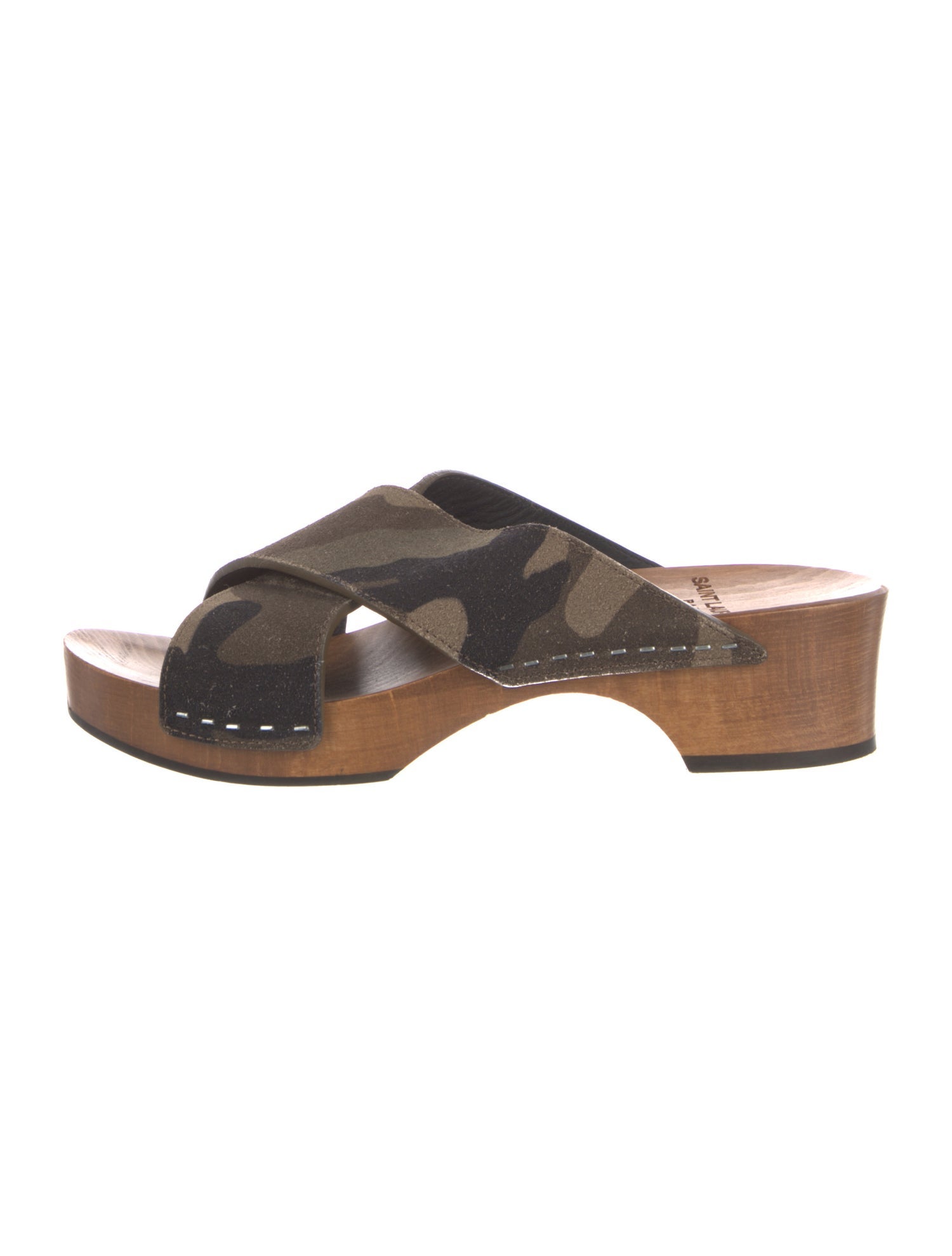 Saint Laurent Suede Camouflage Print Slides