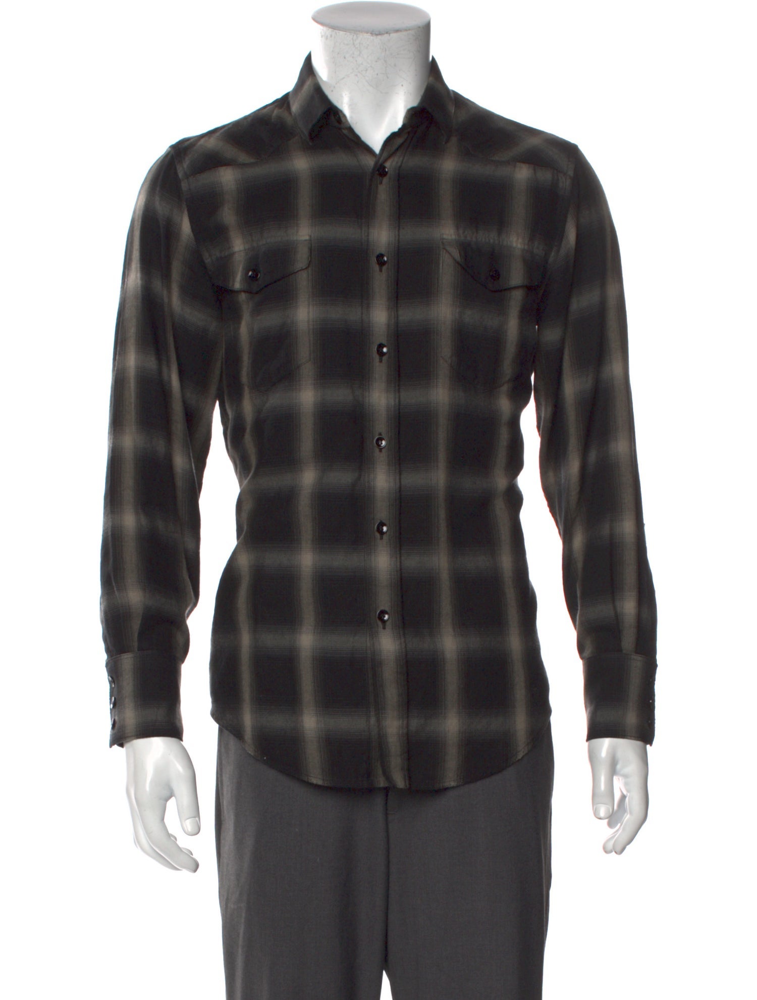 Saint Laurent 2016 Plaid Print Western Shirt