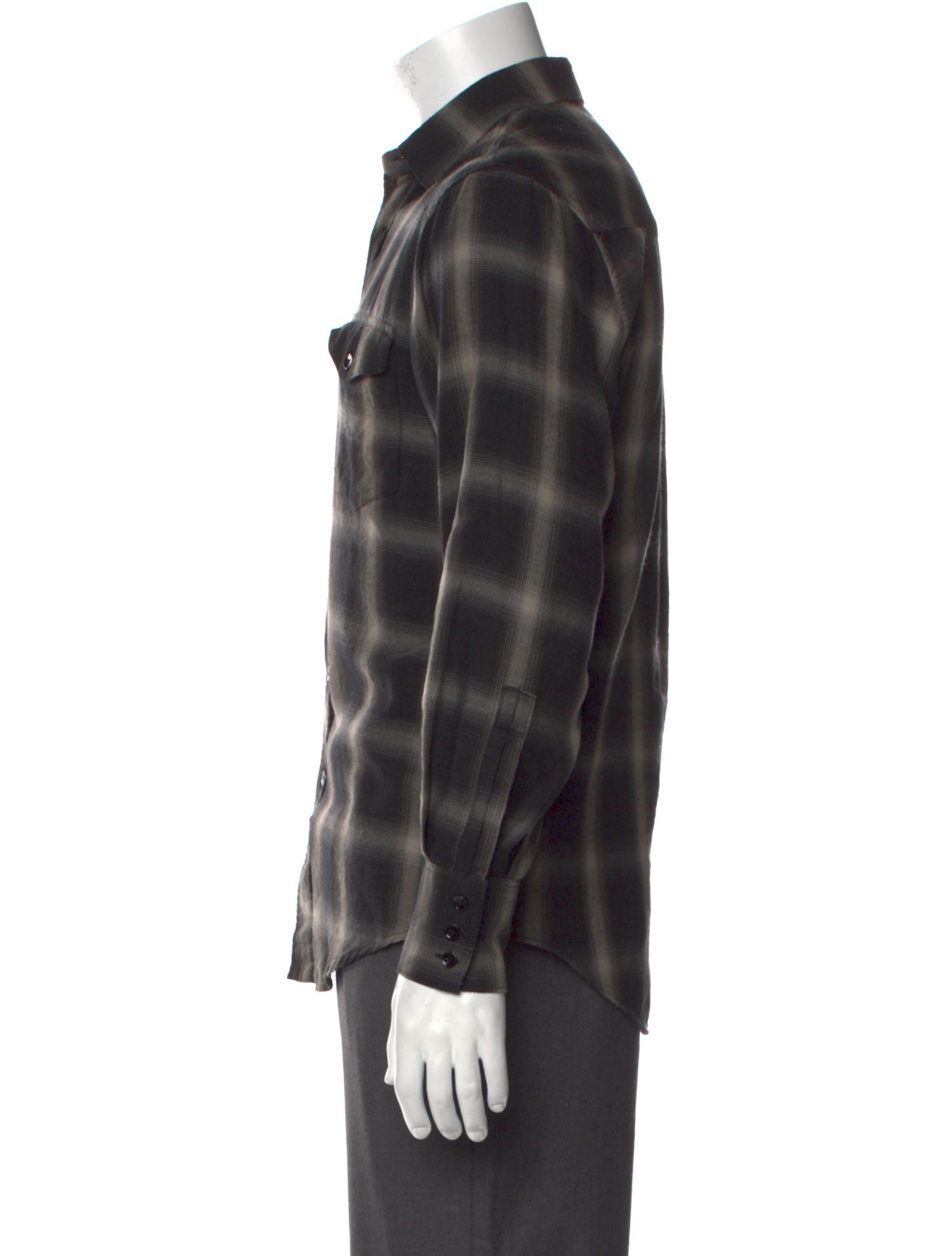 Saint Laurent 2016 Plaid Print Western Shirt