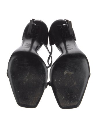 Saint Laurent Signature Logo Patent Leather Sandals
