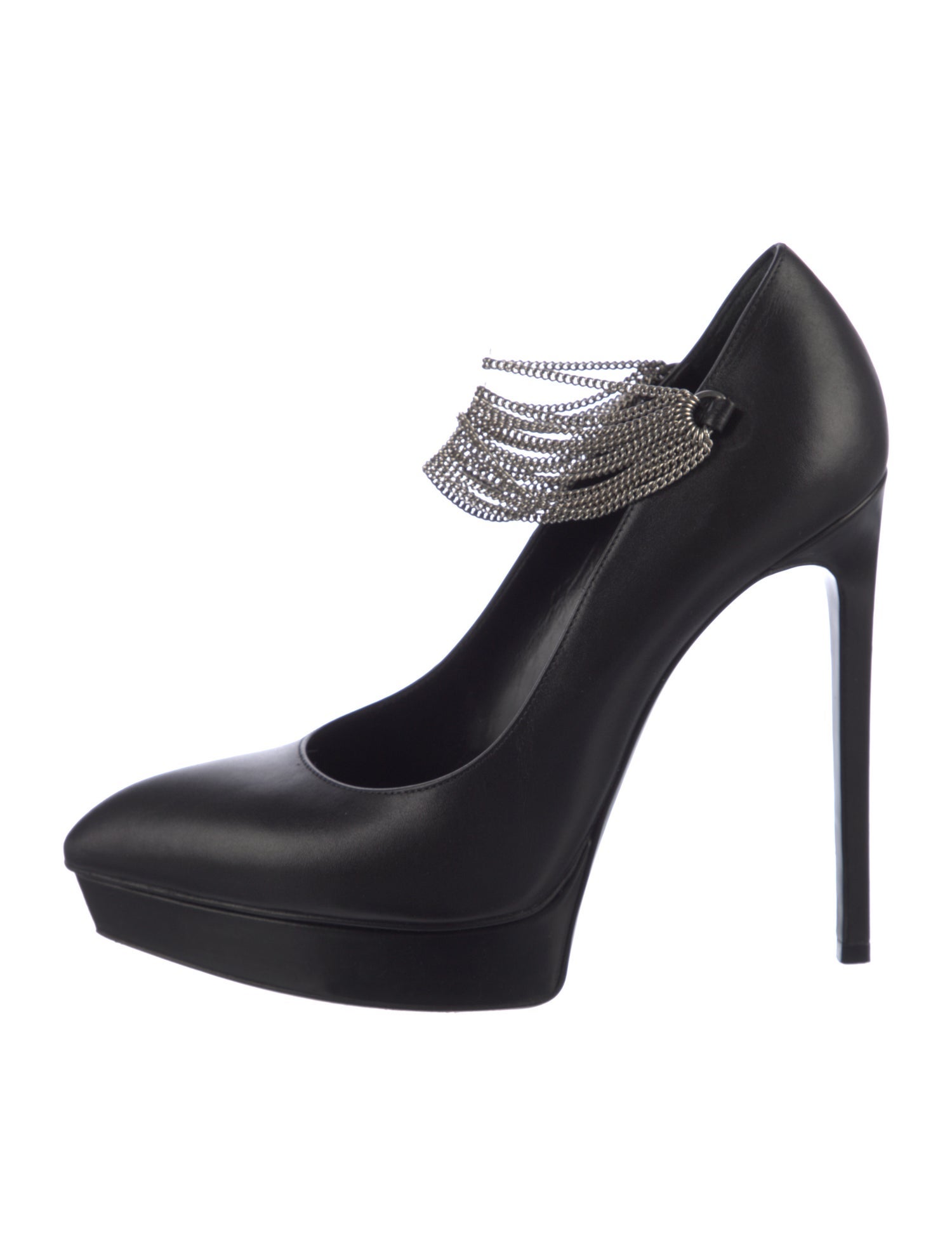 Saint Laurent Leather Chain-Link Accents Pumps